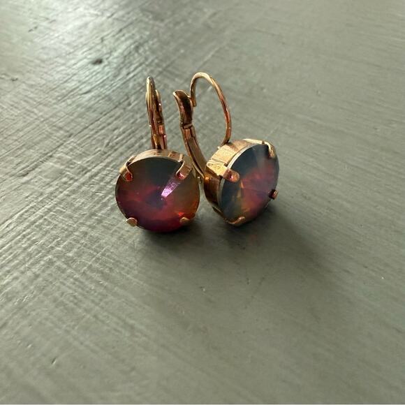 Sabika LIKE Gold Tone & Rose Gemstone Earrings - Picture 5 of 5